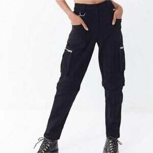 I.AM.GIA Ursa Black Convertible Zipper Cargo Pants Trendy Relaxed size Small